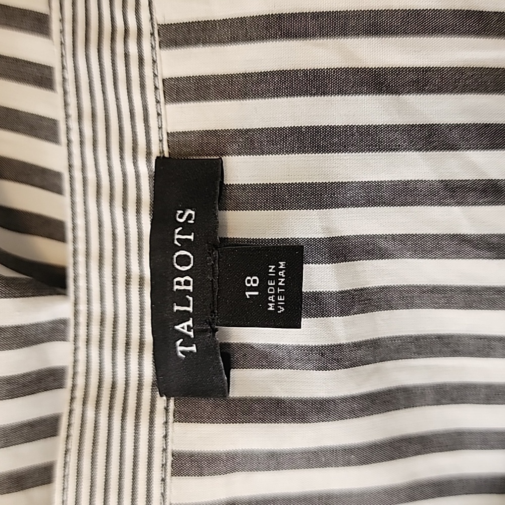 Size 18 Talbots Black and White Striped Long Sleeve Dress - Picture 9 of 11